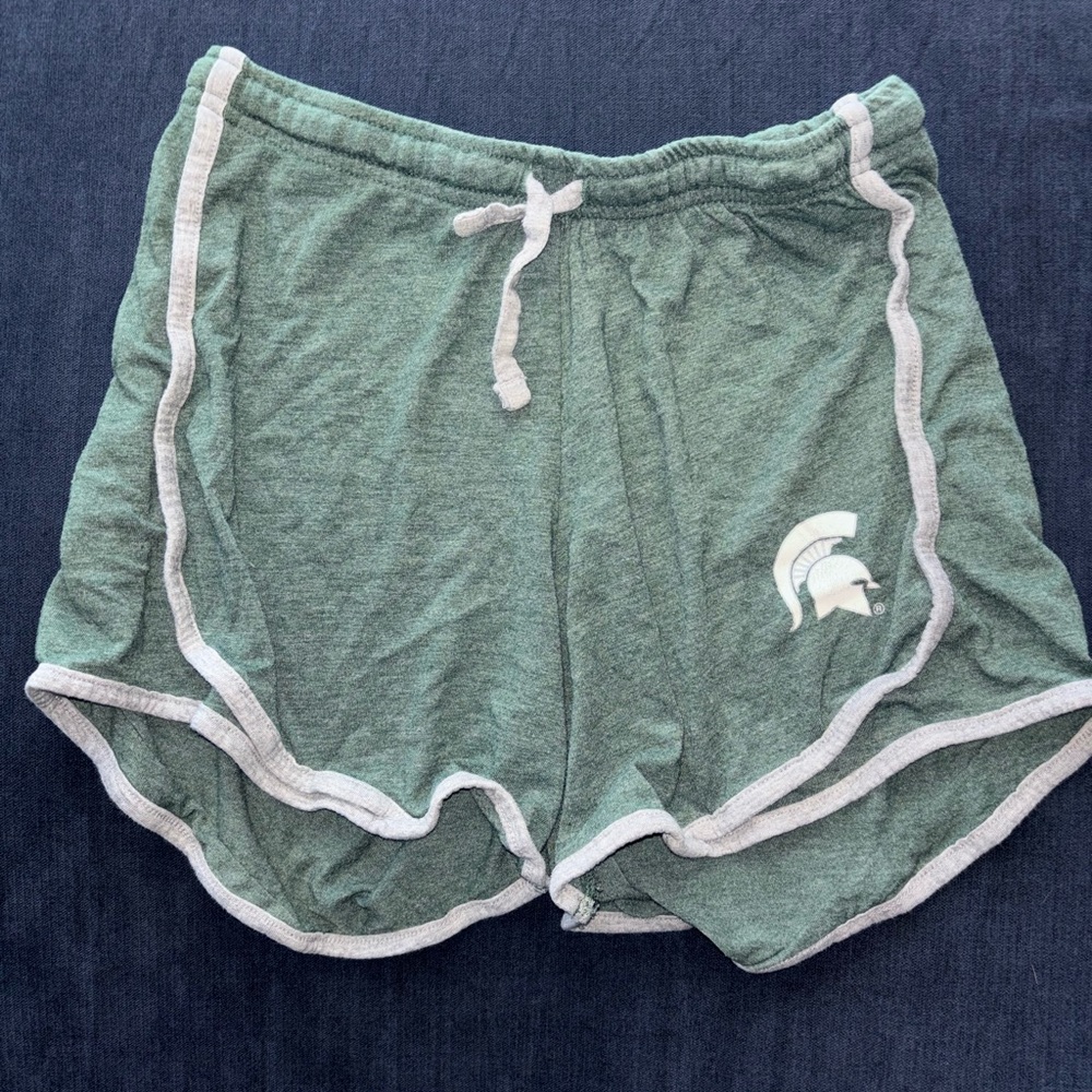 Knights Apparel Green Athletic Shorts with White Accents Michigan state Spartans